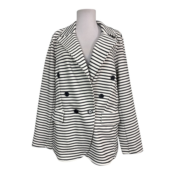 Banana Republic Jackets & Blazers - Banana Republic Preppy Large Knit Blazer Jacket Striped Stretch Pockets Navy